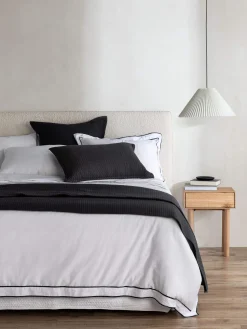 L&M Home Aspen Black Pure Cotton Quilted Pillowcases Hot