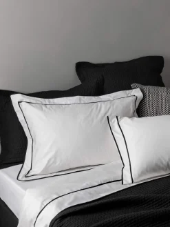 L&M Home Aspen Black Pure Cotton Quilted Pillowcases Hot
