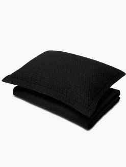 L&M Home Aspen Black Pure Cotton Quilted Pillowcases Hot