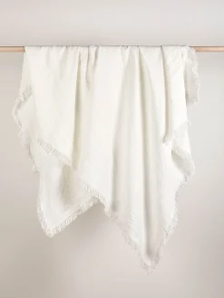 L&M Home Ava Chalk Pure Linen Throw Shop