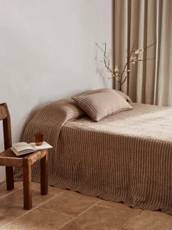 L&M Home Ava Toffee Stripe Pure Linen Lumbar Cushion Online