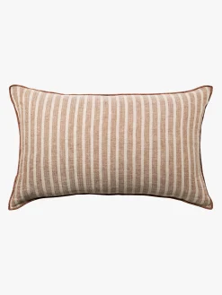 L&M Home Ava Toffee Stripe Pure Linen Rectangle Cushion Sale