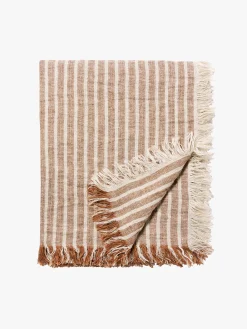 L&M Home Ava Toffee Stripe Pure Linen Throw Store