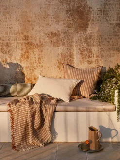 L&M Home Ava Toffee Stripe Pure Linen Throw Store