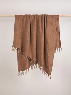 L&M Home Burton Cafe Heavy Linen Throw Cheap