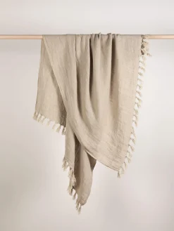L&M Home Burton Oatmeal Heavy Linen Throw Store
