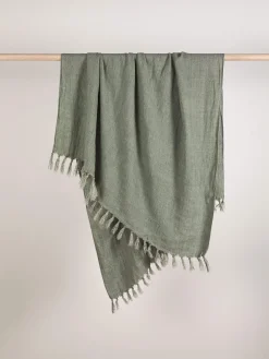 L&M Home Burton Seagrass Heavy Linen Throw Sale