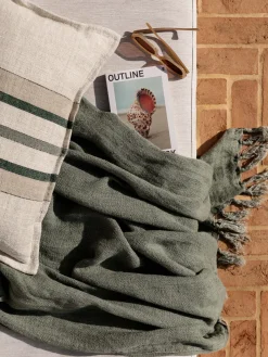 L&M Home Burton Seagrass Heavy Linen Throw Sale