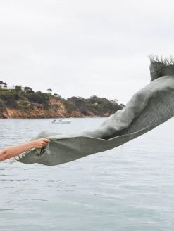 L&M Home Burton Seagrass Heavy Linen Throw Sale