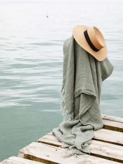 L&M Home Burton Seagrass Heavy Linen Throw Sale