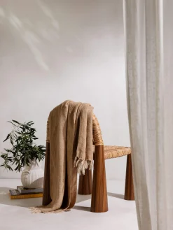 L&M Home Burton Toffee Heavy Linen Throw Outlet