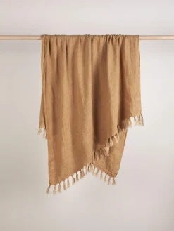 L&M Home Burton Toffee Heavy Linen Throw Outlet