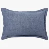 L&M Home Burton Vintage Blue Tailored Heavy Linen Rectangle Cushion Cheap
