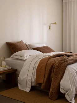 L&M Home Grosgrain Caramel Egyptian Cotton Duvet Cover Set Outlet