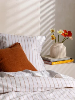 L&M Home Loft Tan Linen & Cotton Duvet Cover Set Best