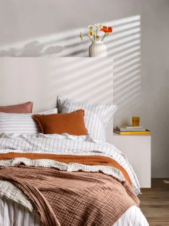 L&M Home Loft Tan Linen & Cotton Pillowcases Hot