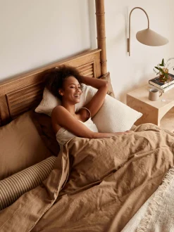 L&M Home Margot Mocha Linen Bolster Cushion Sale