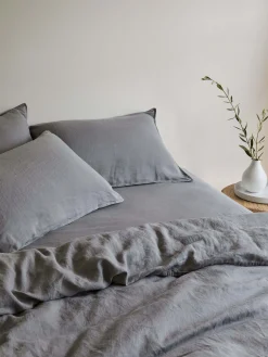 L&M Home Mondo Storm Organic French Linen Duvet Cover Set Flash Sale