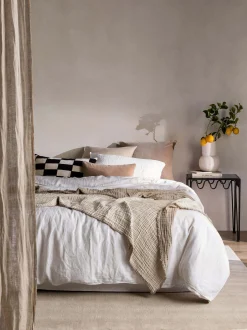 L&M Home Mondo White Organic French Linen Duvet Cover Set Outlet
