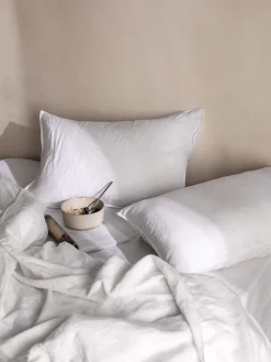 L&M Home Mondo White Organic French Linen Pillowcases Store