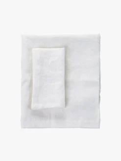 L&M Home Moss White French Linen Table Cloth Discount