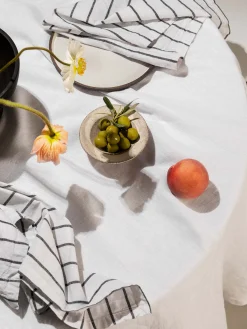 L&M Home Moss White French Linen Table Cloth Discount