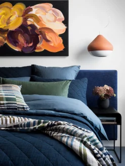 L&M Home Soho Navy Linen & Cotton Quilt Shop