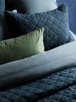 L&M Home Soho Navy Linen & Cotton Quilted Pillowcases Online