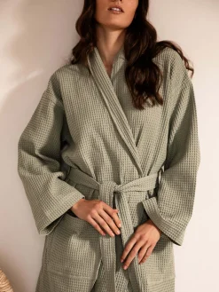 L&M Home Spa Sage Waffle Bathrobe Outlet