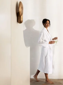 L&M Home Spa White Waffle Bathrobe New