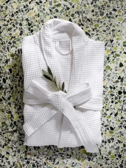 L&M Home Spa White Waffle Bathrobe New