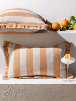 L&M Home Voyage Tangerine French Linen Mini Cushion Best Sale
